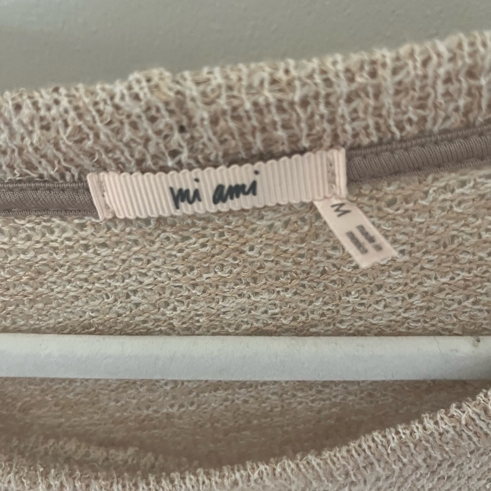 Cream sweater, cheetah sleeves, M